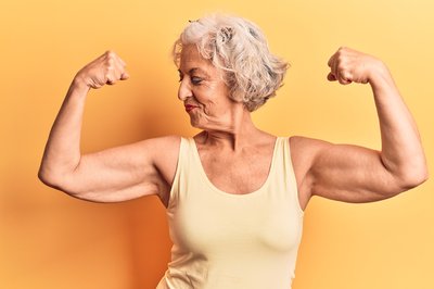 Woman flexing her muscles