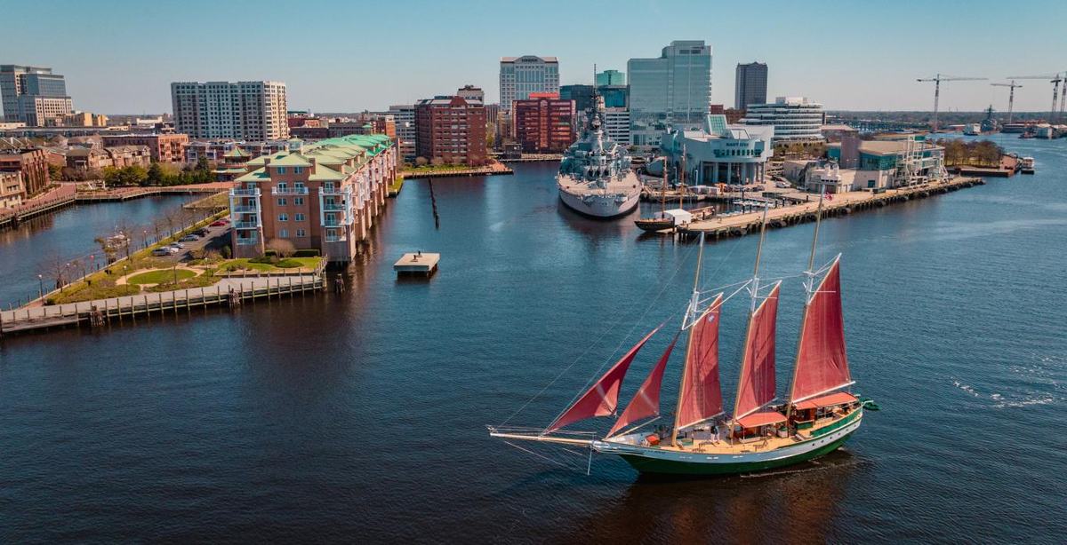 View of Norfolk, Virginia from the water.