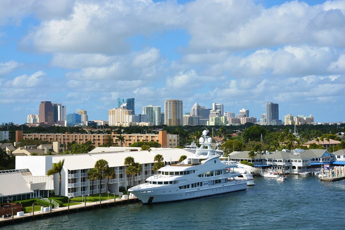 Skyline and water ways of Fort Lauderdale, FL