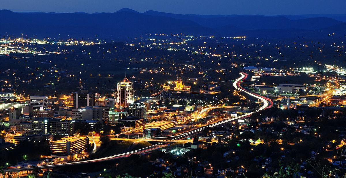 Night skyline of Roanoke, Virginia